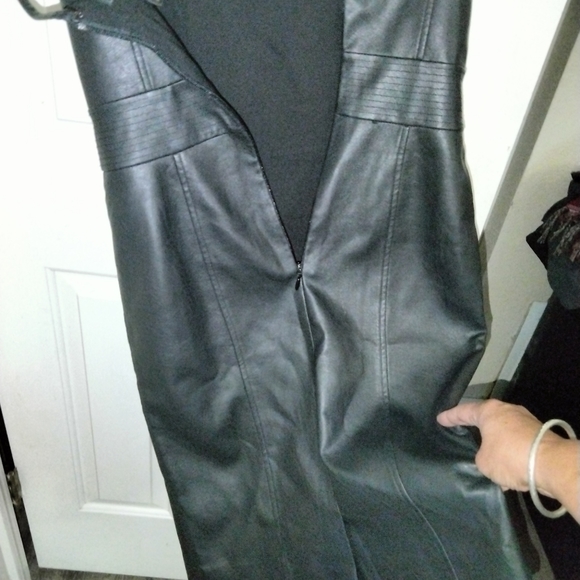 BCBG MaxAzria faux black leather Strappy cocktail dress as 4 - Picture 6 of 7